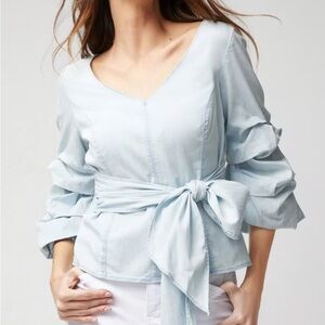 White House Black Market, Drama Soft Denim Blouse, NWT